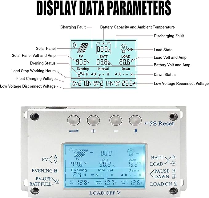 OOYCYOO MPPT 30A 40A 60A 80A 100A solar charge controller display, - Image 3