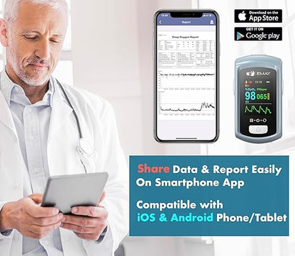 EMAY Sleep Oxygen Monitor with PC Software & App | Bluetooth Pulse Oximeter - Image 6