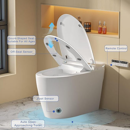 Luxury Smart Toilet with Foam Shield Auto-Open/Close Lid, One Piece Bidet - Image 4