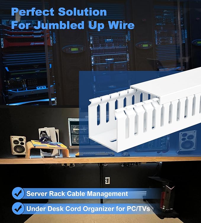 ZhiYo 2 x 2in Professional Server Rack Cable Management Raceway, 99in Cable - Image 5
