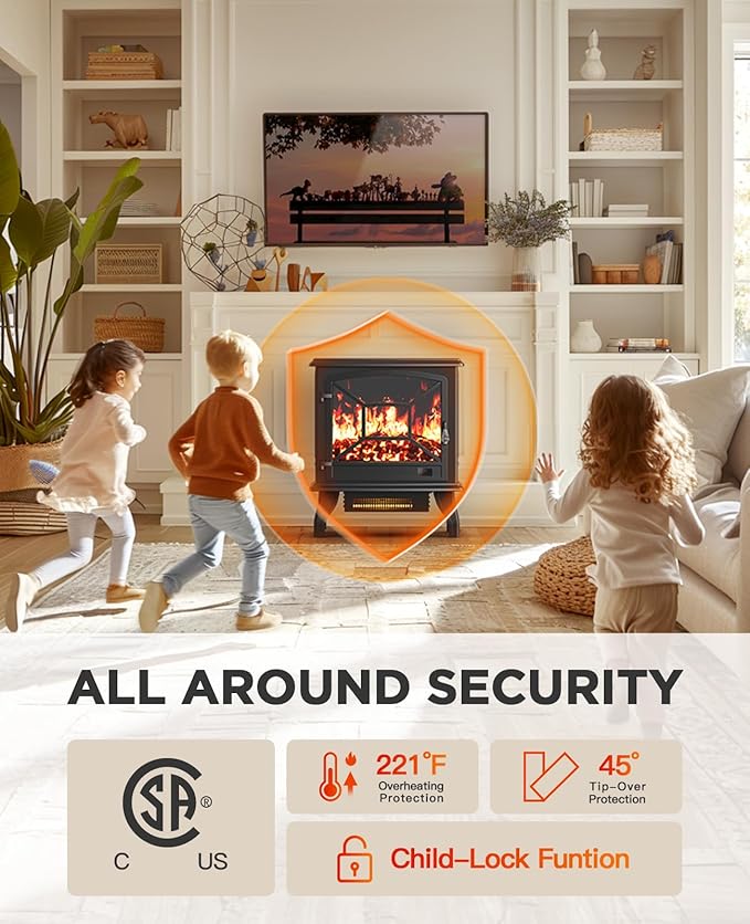 Silonn Electric Fireplace Heater, Quick Heating Portable Fireplace - Image 5