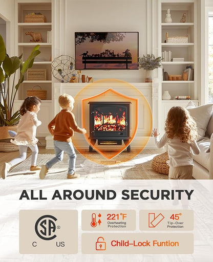 Silonn Electric Fireplace Heater, Quick Heating Portable Fireplace - Image 5