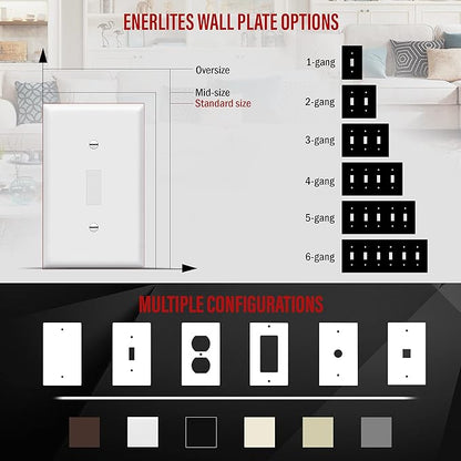ENERLITES Toggle Light Switch Wall Plate, Gloss Finish, Standard Size 1-Gang - Image 3