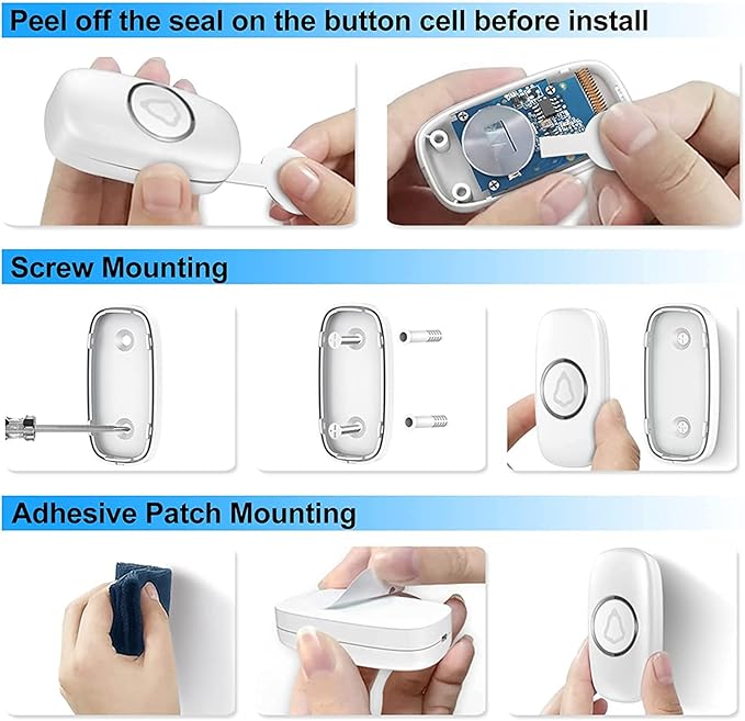 Wireless Doorbell, Remote Door Bell Ringer Wireless Long Range 1000FT, Matt - Image 7