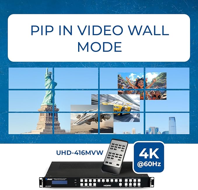 OREI 4K 4x16 HDMI Matrix Video Wall Controller Processor Multiviewer Display - Image 6
