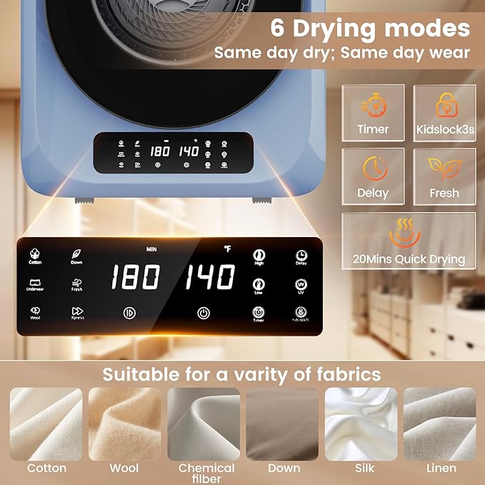 VCJ Portable Dryer for Laundry, 12lbs Clothes Dryer - Image 3