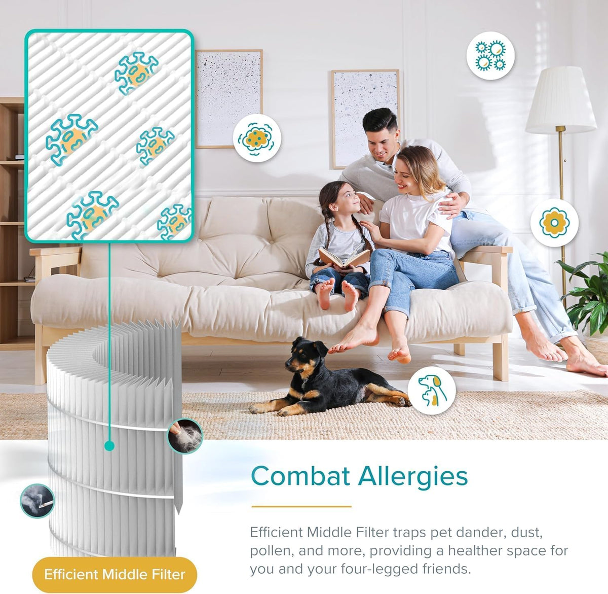levoit air purifier for home pets, large room on a desk or shelf