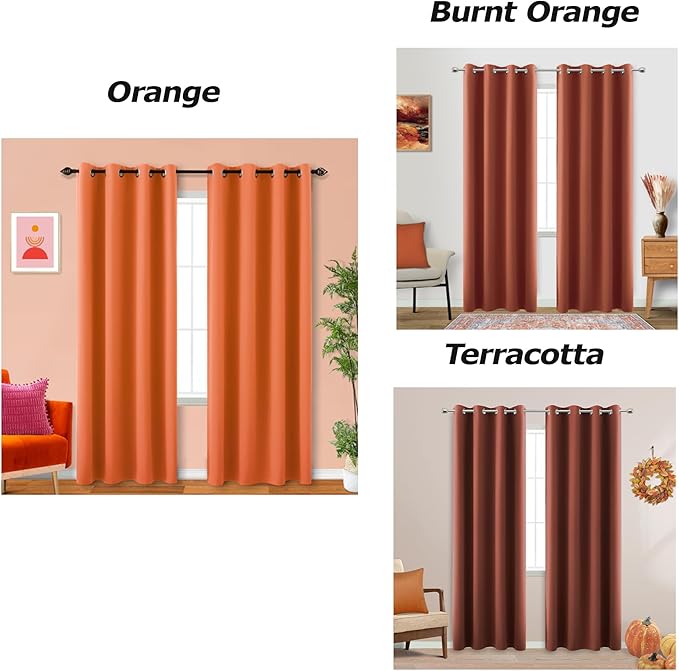KOUFALL Orange Blackout Curtains 2 Panels, Thermal Insulated Curtains - Image 2