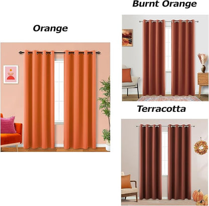 KOUFALL Orange Blackout Curtains 2 Panels, Thermal Insulated Curtains - Image 2