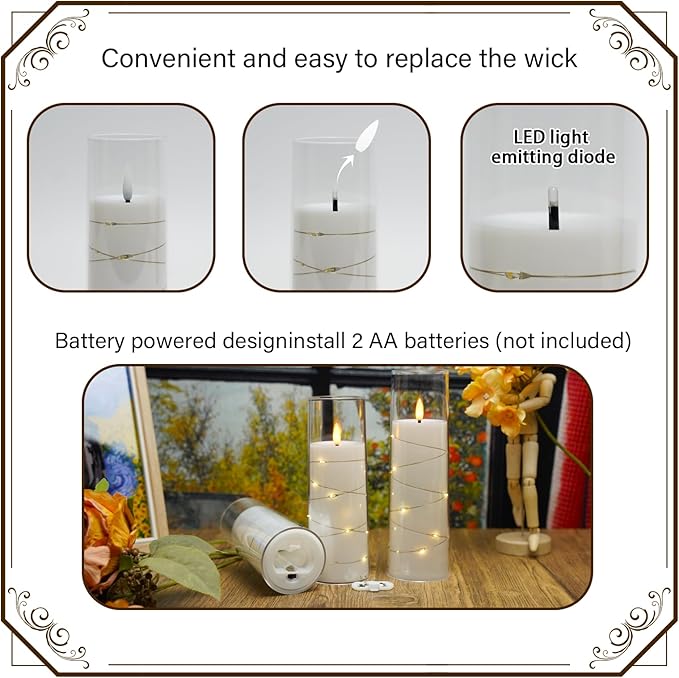 Flickering Flameless LED Candles, Acrylic LED Pillar Candles - Image 2