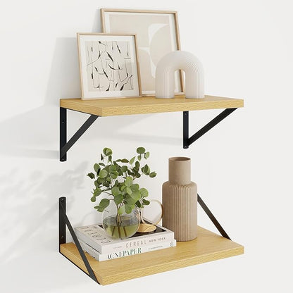 Axeman Deep Floating Shelves | 16 Inch Oak Wall Shelves Set of 2 | 10 Inch Deep by Axeman