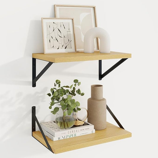 Axeman Deep Floating Shelves | 16 Inch Oak Wall Shelves Set of 2 | 10 Inch Deep by Axeman