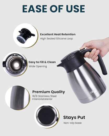 GiNT 34Oz Thermal Coffee Carafe, Insulated Stainless Steel Coffee Carafes - Image 2