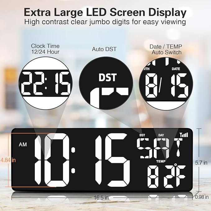 XREXS 16.5 in Large Display Wall Clock - Image 5