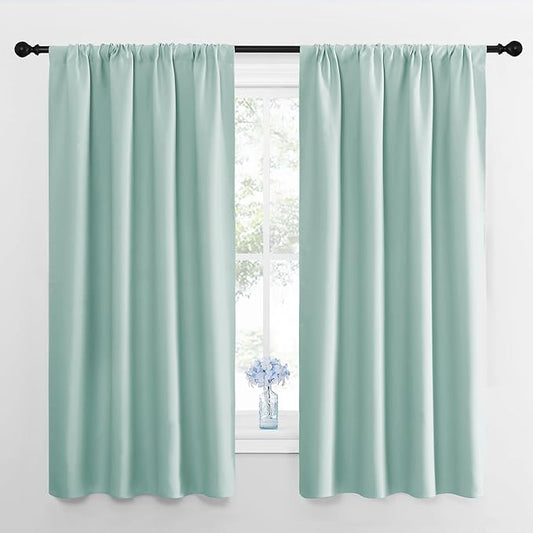 NICETOWN Kitchen Curtains, Short Blackout Curtains & Drapes, Aqua Blue by NICETOWN