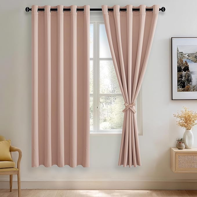 JIUZHEN Blush Pink Blackout Curtains by JIUZHEN