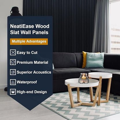 NeatiEase Wood Slat Wall Panels, 4-Piece 96" x 12.6", Soundproof & Noise - Image 3