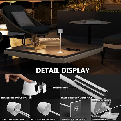 Compact Cordless Table Lamp, Rechargeable LED Night Light, Dual Light Source - Image 3