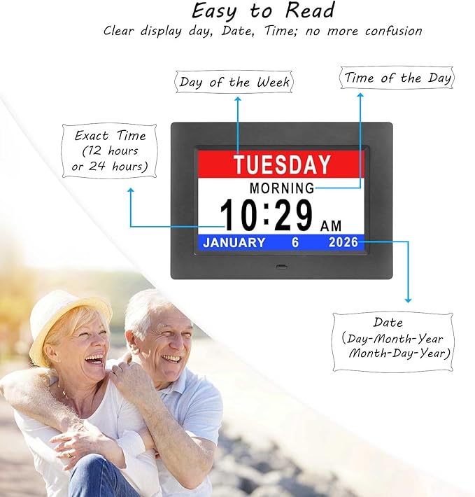 Jaihonda Dementia Clocks for Seniors, 7 Inch Clock - Image 3