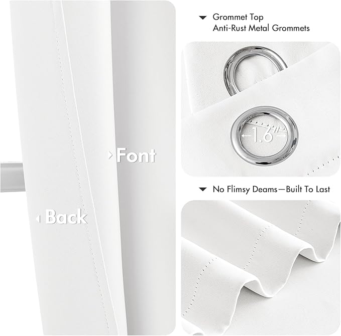 MIULEE Pure White Blackout Curtains - Image 4