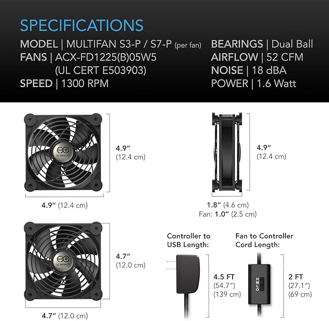AC Infinity MULTIFAN S3-P, Quiet 120mm AC-Powered Fan - Image 6