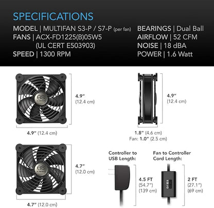 AC Infinity MULTIFAN S7-P, Quiet Dual 120mm AC-Powered Fan - Image 6