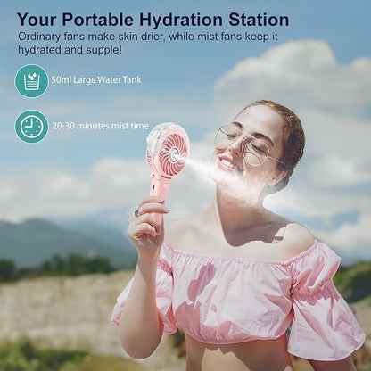 HandFan 4000mAh Handheld Misting Fan, 50ml Water Tank, Rechargeable Personal - Image 4