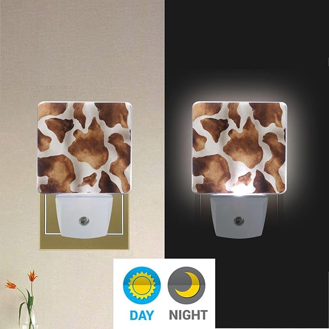 Pigsaly Led Night Light Animals Brown Cow Skin Night Light Plug in Wall Lamp - Image 5