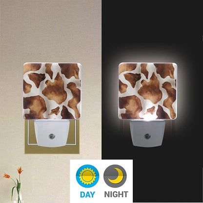 Pigsaly Led Night Light Animals Brown Cow Skin Night Light Plug in Wall Lamp - Image 5