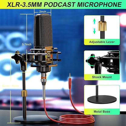 Podcast Microphone Bundle with Live Sound Card Audio Mixer, Podcast Equipment - Image 2