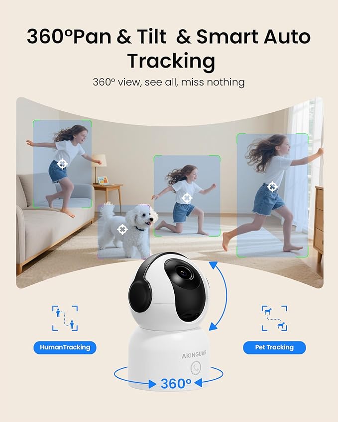 4K 8MP WiFi Camera, 360°Pan/Tilt Indoor Camera, 2-Way Talk, One-Touch Calling - Image 2