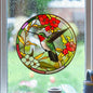 Window Stickers Hummingbird Static Glass Clings Window Decals Flower and Bird Reusable Home Decor(Round)
