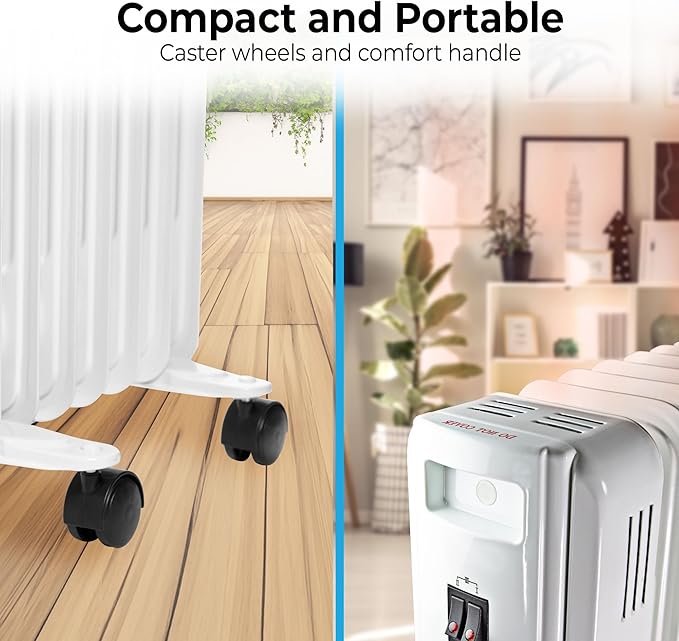 Comfort Zone Electric Oil-Filled Radiant Radiator Space Heater, Never Refill - Image 4