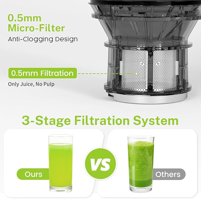 Kndko Juicer Machines with 5.4" Large Feed Chute, Cold Press Juicer - Image 3