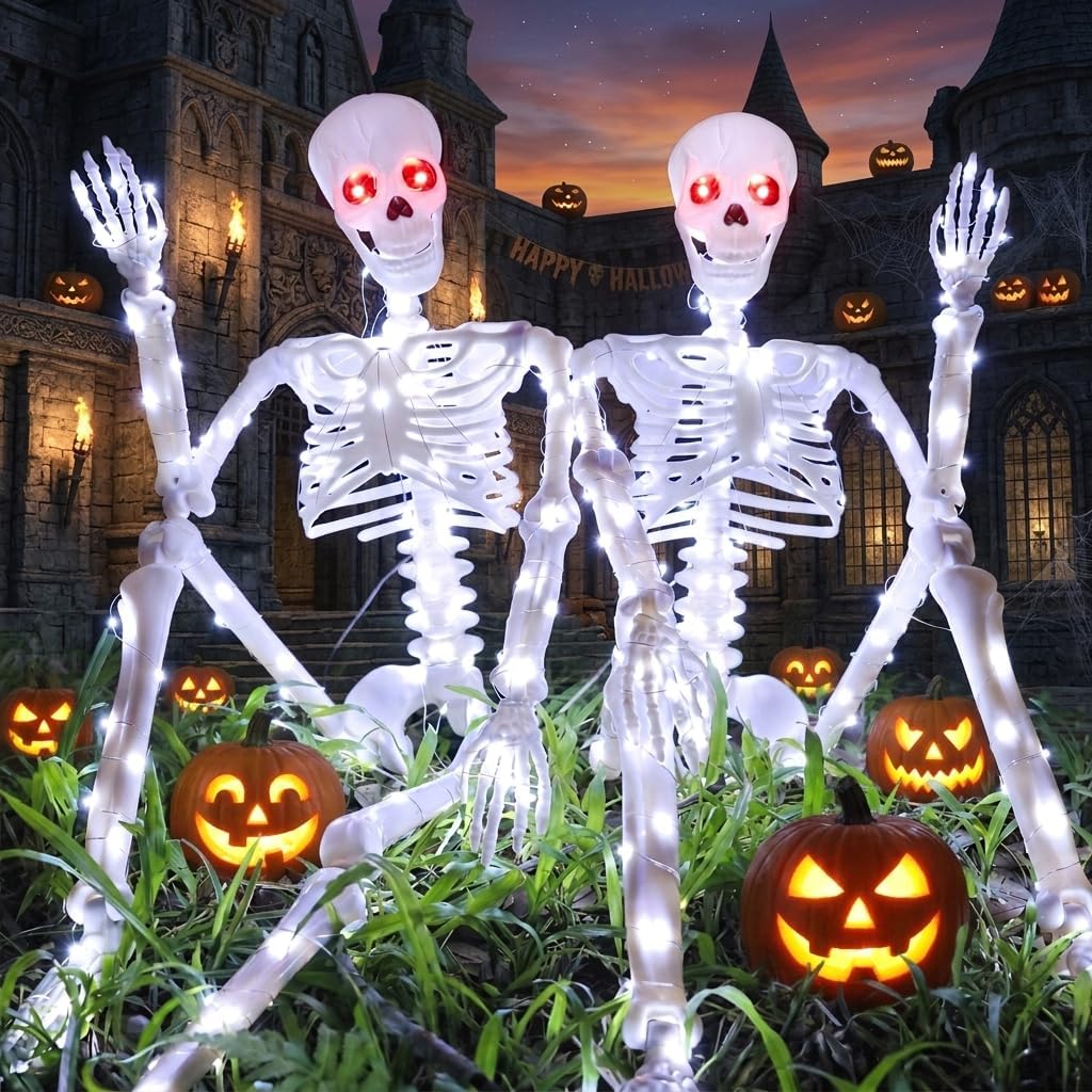 Halloween Decorations Outdoor Skeletons Set - 2 Pack 36" (90cm) Light Up...