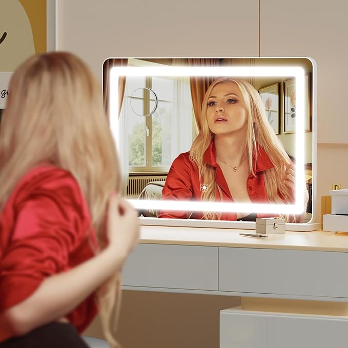 Makeup Vanity Mirror 24" x 19" Large LED Makeup Mirror, Desk Mirorr - Image 6