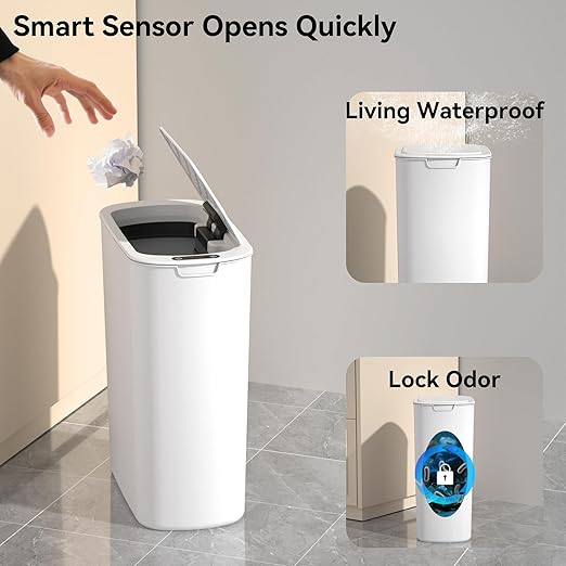 5 Gallon Motion Sensor Bathroom Trash Can Automatic Garbage Cans - Image 6