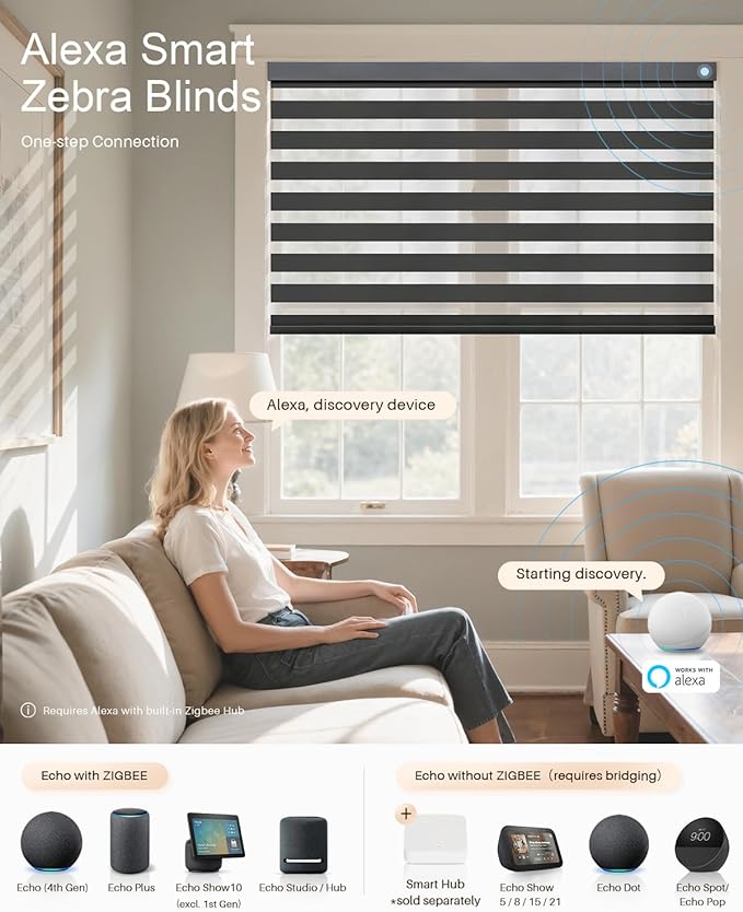 Smart Zebra Blinds for Windows, Alexa Motorized Blinds - Image 2