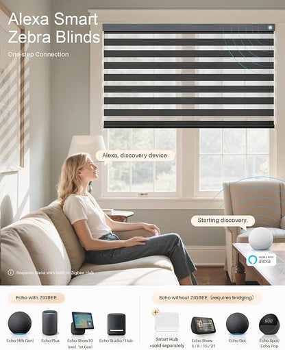 Smart Zebra Blinds for Windows, Alexa Motorized Blinds - Image 2
