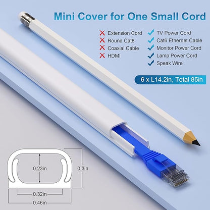 ZhiYo 85in Cord Covers for Wires on Wall, 1 Mini Cord Hider Wall, Self-Adhesive - Image 2