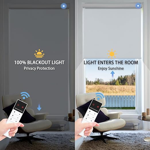 Motorized Blinds with Remote Control, 100% Blackout Cordless Wireless Electric - Image 2