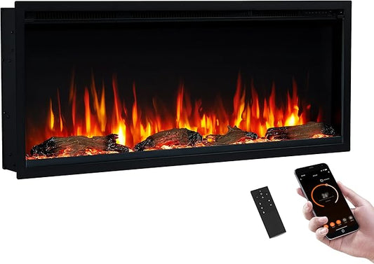 PuraFlame Herman 42 Inch Smart Linear Electric Fireplace by PuraFlame