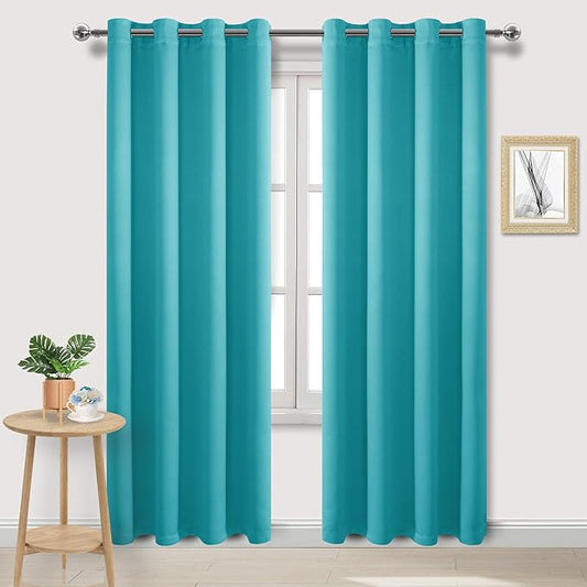 DWCN Black Out Curtains 84 Inch Long 2 Panels, Thermal Light Blocking Room by DWCN