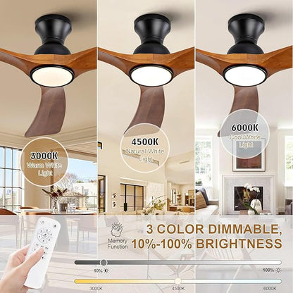 52 Inch Ceiling Fans with Lights and Remote Control, Flush Mount Low Profile - Image 6