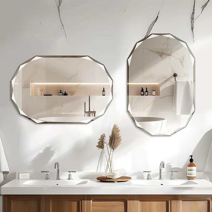 Bathroom Mirror for Wall, Beveled Edge Frameless Wall Mount Vanity Mirror - Image 2