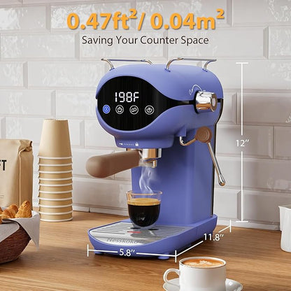 Espresso Machine with Steam Milk Frother Semi Automatic 20 Bar Compact Blue - Image 5