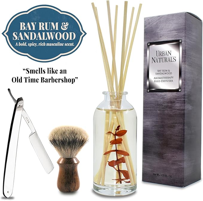 Urban Naturals Bay Rum & Sandalwood Reed Diffuser Scent Sticks Gift Set | - Image 4