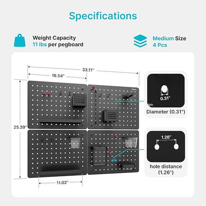 PEGZONE Pegboard Wall Organizer Combination Kit, Overall 33.1"x25.4" Metal - Image 6