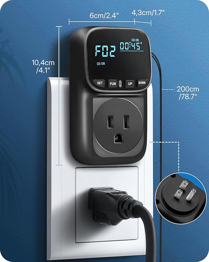 Digital Temperature Controller Outlet, 15A/1800W Heavy Duty Thermostat Plug - Image 6