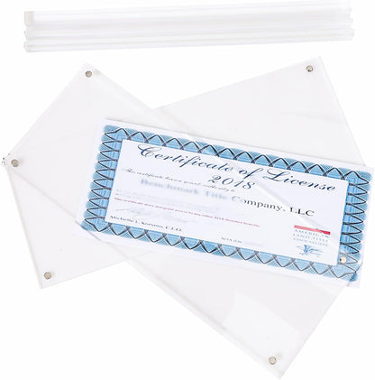 2 Pack of Acrylic Business License Frame for 4x9 Business License Certificate Desk/Table Top Display,Clear Certificate Holder Panoramic Photograph Picture Frame,4x10 Inch
